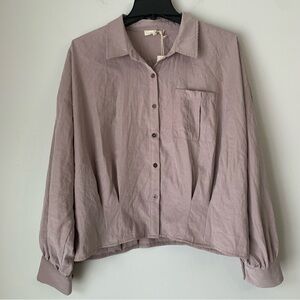 NWT Mystree crop peasant button down top